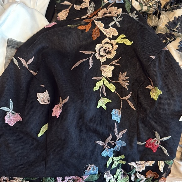 NWOT Infinite Praise Black 3D Floral Embroidered Halter Maxi Dress - Picture 4 of 4